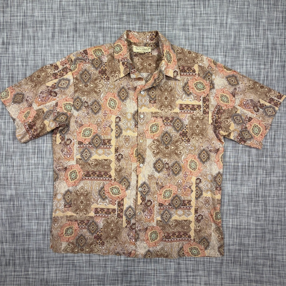 Tori Richard Mens Large Paisley Cotton Lawn Hawaiian Shirt Short Sleeve USA Made